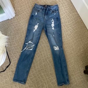 Dark wash straight legged jeans